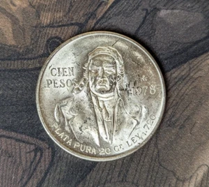 1978 Mo 100 Mexico Pesos -KM-483.2 Brilliant Uncirculated 28gr .720 Silver coin - Picture 1 of 2