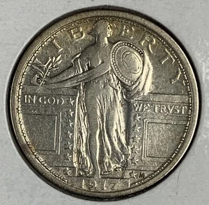1917 Type 1 Standing Liberty Quarter, XF (9087) - Picture 1 of 2
