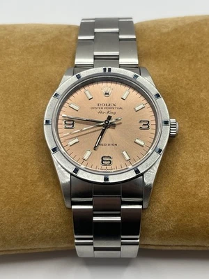 Rolex Air-King 14010 (casi como nuevo) pulsera Oyster de plata con esfera de salmón Foto 1 de 4