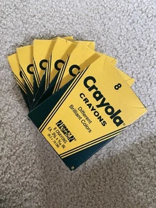 SIX PACKS Vintage 1985 Binney & Smith Crayola Crayons ALL UNUSED NEW 8 Colours - Picture 1 of 11