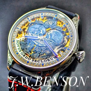 J.W. Benson Skull Skeleton Watch 1.89in Hand-Wind Antique Vintage Men's JP - Picture 1 of 5