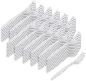 500 x Plastik Gabel Weiß Einweg Plastikbesteck - 5 x 100er Pack - Bild 1 von 2