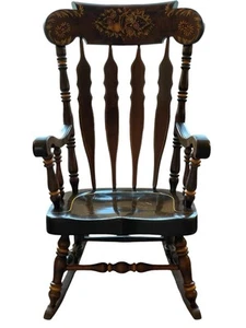 Nichols & Stone Vintage Pine Stenciled Windsor Rocking Chair - Picture 1 of 13