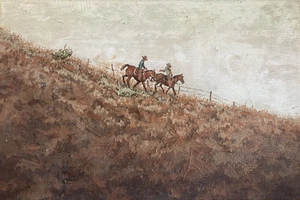 Antique Original Oil Painting Southwestern Cowboy Landscape 12 X 18" Signed 1920 - Picture 1 of 15