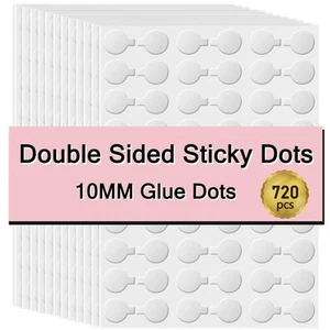 10MM Double Sided Sticky Dots - 720pcs Double Sided Glue Adhesive Dots - Thic... - Picture 1 of 9