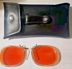 Vintage CORNING Clip On Sunglasses AMBER/YELLOW Lenses With CASE - Picture 1 of 4
