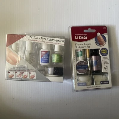 Kit de uñas escultura acrílica francesa beso sellado 40 puntas AK104WG y sistema de color de inmersión Foto 1 de 4
