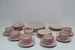 J&G MEAKIN England CELESTE Glamour Baby Pink Tea Cup Saucers and Creamer Set - Picture 1 of 13