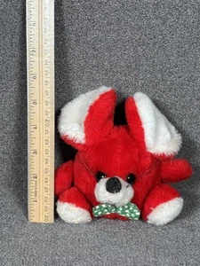Vintage Cholly Red Mouse Plush Russ Berrie Green Polka Dot Bow String Tail 6" - Picture 1 of 3