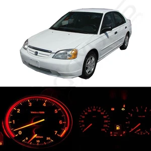 Red Instrument Gauge Cluster Light Bulbs LED Kit For 2001-2005 Honda Civic MT - Picture 1 of 7