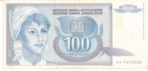 Yugoslavia one hundred dinara 1992 circulated - Picture 1 of 2