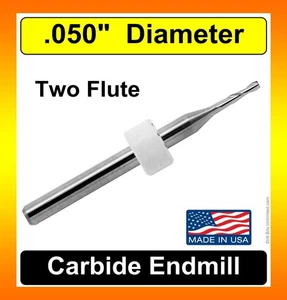 .05" End Mill, Two-Flute, Carbide .300" Depth, ONE Piece Made in USA .050 UMT113 - Picture 1 of 5