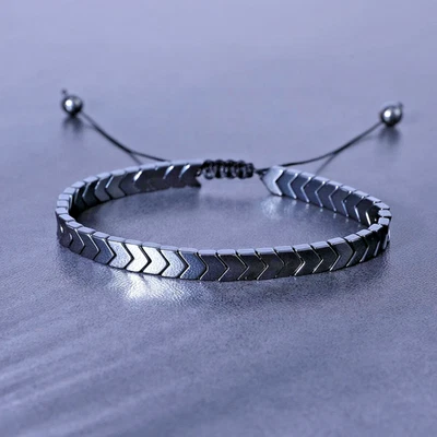 Pulsera de hematita natural hecha a mano con piedras preciosas de Reiki curativas para mujeres y hombres Foto 1 de 3