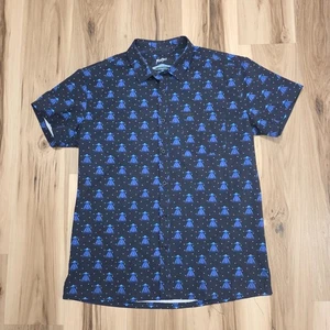 Retro Rifle Classified UFO Shirt Mens XL Blue Short Sleeve Button Up Alien - Picture 1 of 9