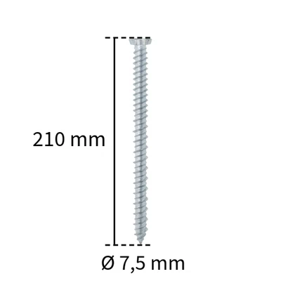 VITI PER CALCESTRUZZO 7,5X210 FRIULSIDER TURBOVITE ZINCATA BIANCA TORX T30 50PZ - Immagine 1 di 4