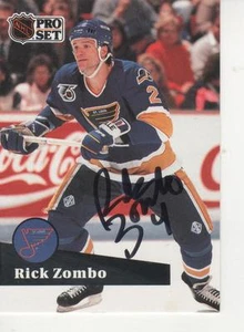 RICK ZOMBO FIRMADO 1991-92 PROSET #474 -ST. LOUIS BLUES - Imagen 1 de 1