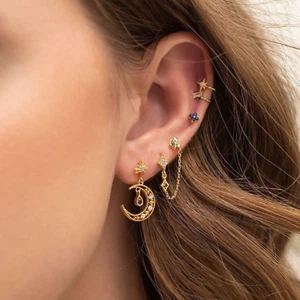 Gold Earrings Five-Piece Earrings Set , Gold Earring Set for Her Earring Stack - Picture 1 of 5