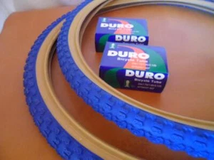 2 Two New Gumwall Bike Tires with 2 Tubes Comp 3 III Style 24x1.75 Blue Bicycle - Picture 1 of 1