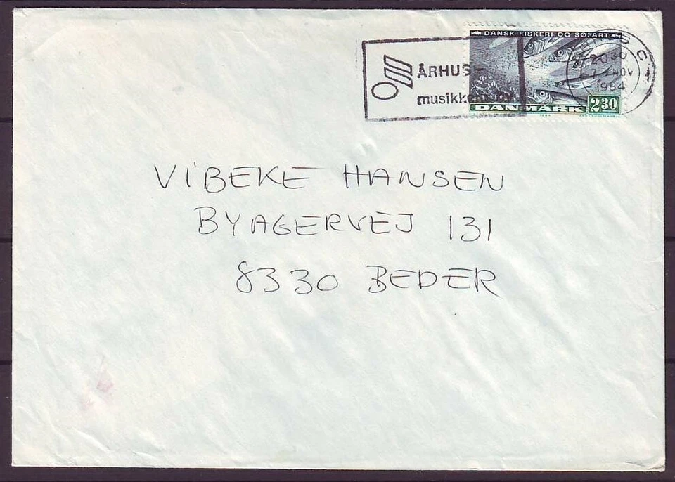 e3814/ Cubierta Dinamarca 1984 con un solo pez de pesca  Foto 1 de 1