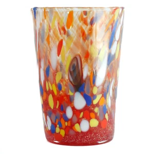 Murano Glass Drinking Glass Tumbler Red White Yellow Blue Hand Made Millefiori - Picture 1 of 5