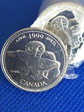 1999 Canada 25 cent April Owl Bear Quarter Coin Uncirculated