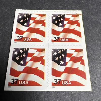 Scott#3634 US Flag 37c booklet block of 4 MNH-2003-US - Image 1 of 2