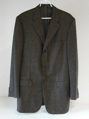 CORNELIANI mens brown plaid 3 button suit coat Blazer Sz 52 usa 42 Long - Image 1 of 4