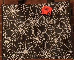 Halloween Cloth Bags Orange Bat & Spiderweb Black 12" x 16" inch Shopping Season - Picture 1 of 7