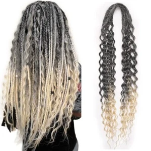 24" Curly Double Ended Dreadlocks Extension Boho Braids DE Dreads Locs Synthetic - Picture 1 of 46
