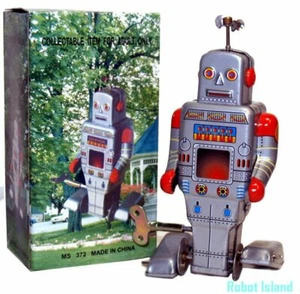 Weatherman Roboter Blechspielzeug zum Aufziehen Retro Uhrwerk - Bild 1 von 4