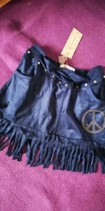 NEU MIT ETIKETT Fransen Rock Minirock Wildleder Peace marinenblau XS 34 Winter S - Bild 1 von 6
