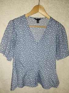 Ladies Size 8 Blue Blouse Shirt Top From New Look Good Quality And Condition - Picture 1 of 2