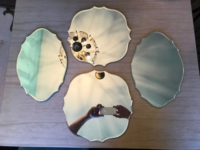 4 Beveled Glass ACCENT Wall MIRRORS Jewelry Frameless Scalloped Ovals Circles - Image 1 of 4
