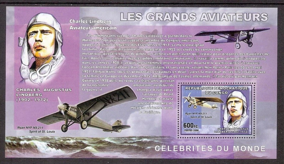 Aviation 2006 Congo Lindberg perf. sheet - Image 1 of 1