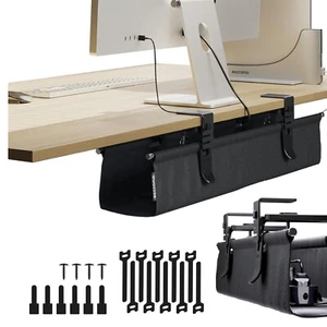 Versatile Black Fabric Cable Management Tray - Clamp/Screw Mount 27.3-Inch - Afbeelding 1 van 9