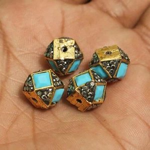 4 Pcs, 10x12mm, Kundan Spacer Beads - Picture 1 of 18