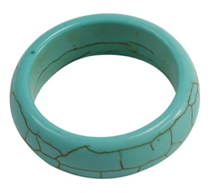 Synthetical Howlite Wide Band Ring Turquoise about 17mm 7~8mm wide Z737 - Picture 1 of 1