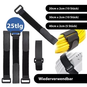 25er Set Klettkabelbinder Kabelbinder Klettband Klett Kabel Binder Verschluss DE - Bild 1 von 12