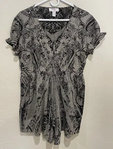 Style & Co grau & schwarz Stufen Kurzarm Tunika Oberteil XL - Bild 1 von 7