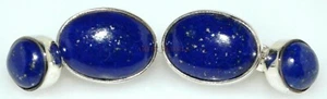 Natural Lapis Lazuli Gemstone with 925 Sterling Silver Cufflink #2302 - Picture 1 of 5