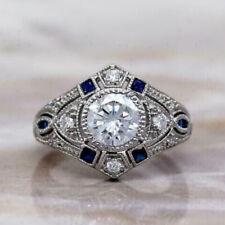 Moissanite 2.5 Ct Round Cut Vintage Engagement Ring 14k White Gold Plated Silver