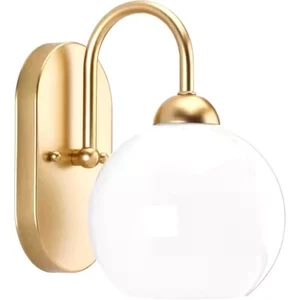 Progress Lighting Carisa 1-Light Vintage Gold Opal Glass Bath Vanity Light - Picture 1 of 7