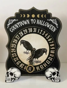 Cuenta Regresiva para Halloween 14" x 10 1/2" Mesa Calendario de Adviento Calaveras Cuervos Nuevo - Imagen 1 de 4
