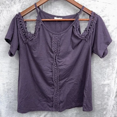 Sombra de ojos para mujer Y2K hombro frío encaje ribete top M púrpura hada grunge años 90 Foto 1 de 4