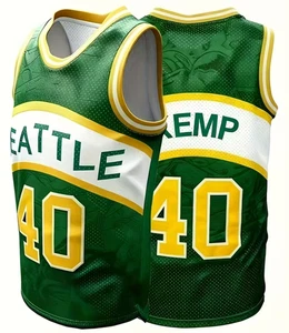 Seattle Supersonics Jersey #40 Shawn Kemp Throwback Jersey sizes Small to 3XL - Picture 1 of 6