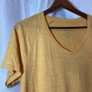 Woolx Women’s Mia V Neck Merino Yellow Orange Short Sleeve Shirt XL - Picture 1 of 6
