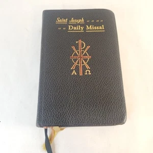 Vintage 1952 Saint Joseph Daily Missal Catholic Prayer Book Black Leather - Picture 1 of 24
