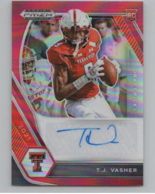 2021 Panini Prizm Draft Picks Autographs Prizms Red 79/199 T.J. Vasher V98995 - Image 1 of 3