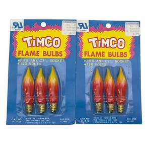 Vintage Timco Orange Flame Bulbs Christmas Lamp Bulb Replacement Holiday New - Picture 1 of 4