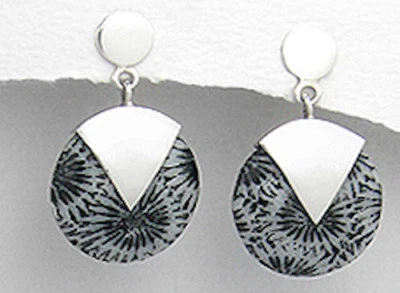 Pendientes colgantes de coral esponja natural genuino de plata de ley maciza de 1,1" de largo 4,2 g Foto 1 de 3